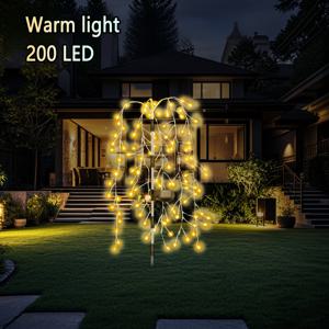 TEMU 1개 120/200 LED 태양광 불꽃놀이 조명 - 8가지 조명 모드, 자동 조도 센서, 트레일, 파티, 휴일, 캠핑, 피크닉 등에 적합한 야외 정원 및 마당 장식, 멀티컬러 변환, 크리스마스, 라마단, 할로윈