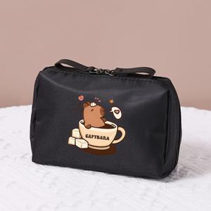 TEMU 1개 다기능 여성 패션 메이크업 파우치, 휴대용 여행 화장품 가방, 귀여운 프린트 정리함, 출장 및 여행에 적합