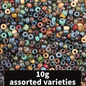 TEMU 10g 생생한 피카소 엔드 유리 시드 비즈 키트 | 3/4/6mm 체코 유리 라운드 비즈, 공예, 주얼리 제작, 팔찌, 목걸이, 귀걸이, 공예 장식, 우정 선물 및 창의 프로젝트용 다양한 색상