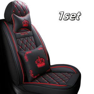 TEMU 1개/5개 PU 가죽 내구성 자동차 시트 커버 - 사계절 사용 가능, 대부분의 승용차, SUV, 밴, 트럭에 적합