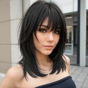 TEMU 여성용 레이어드 보브 컷 블랙 앤 브라운 가발 14인치 시크한 숏 합성 가발 ( 앞머리 포함) 초보자 친화적 내열성 코스튬 가발, 데일리 코스프레 파티용
