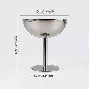 TEMU 스테인리스 스틸 컵, 5.07Oz 디저트 볼, 단품/2개 세트 옵션, 푸딩 무스 과일 샐러드용 은색 주방 식기, 식기세척기 사용 가능