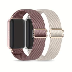 TEMU Samsung Galaxy Fit 3용 2개입 신축성 나일론 손목 밴드 | 탄성 조절 가능 소프트 스포츠 스트랩, 방수 기능 없음, 아연 합금 버클