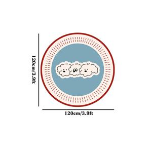 TEMU 두꺼운 10mm 고품질 인조 캐시미어 도트 플라스틱 바닥 1개 멤피스 라운드 거실 카펫, 도파민 블루 강아지 패턴으로 창의적으로 디자인됨, 침실 침대 옆에 완벽, 플러시 러그로 집 장식, 간편한 소파 커피 테이블 소프트 플로어 매트