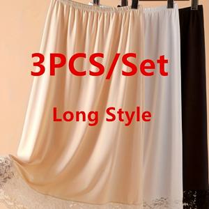 TEMU 플러스 사이즈 - 플러스 사이즈 - 3pcs/세트 플러스 사이즈 여성 레이스 트림 안감 롱 페티코트, 안티-페르스펙티브 우아한 드레스 안감 하프 스커트