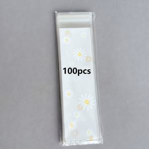 TEMU 100개 - 2.36x9.06인치 직사각형 데이지 자체 접착 비닐봉투 - OPP 소재, 노란색 꽃무늬와 영감을 주는 문구가 있는 흰색, DIY 공예, 선물 포장, 문구류, 소품 보관, 즐거운 포장, 튼튼한 포장, 장식용 포장, 공예 애호가, 경량 소재, 스티커 봉투, 문구류 애호가를 위한 필수품