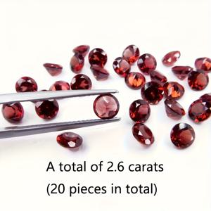 TEMU 3mm 천연 가넷 라운드 페이스팅 스톤 20개입, 딥 레드 원석, 1월 생일석, 총 무게 2.6카트, 각 0.13카트. 반지, 펜던트, 귀걸이, 주얼리 제작에 적합하며 선물용으로도 좋습니다.