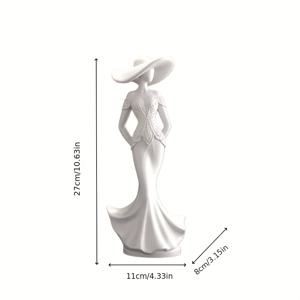 TEMU 1개 우아한 여성 모던 조각상 - 유려한 드레스의 우아한 여성, 웨딩 또는 테이블 장식용 레진 피규어, 크리스마스, 발렌타인데이, 어버이날, 추수감사절, 웨딩 의상 디스플레이에 적합한 장식 선물
