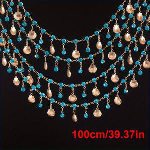 TEMU 1미터 블루 유리 구리 체인 쉘 모양 펜던트 체인 목걸이 팔찌 주얼리 제작 주얼리 체인