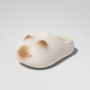 TEMU 고양이 발바닥 디자인의 귀여운 아기 고양이, 여성용 신발겸용 슬리퍼, 겨울용 플러시 안감 보온 커플용 여성용 통창 청량신발, 여성 신발