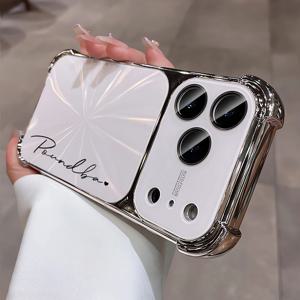 TEMU 휴대폰 케이스 - 커스텀 이름 DIY 이름 브랜드 신상 사각형 전기 도금 휴대폰 케이스 (Phone 17 Pro Max 17 Pro 16 Pro Max 16 Pro 호환)