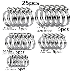 TEMU 25개 스테인리스 스틸 호스 클램프, 1/4~1-1/8 T-볼트 웜 기어 디자인, 파이프 및 자동차 파이프 클램프, 산업 및 과학 유압, 공압 및 물 파이프 피팅, 작업장 산업 에어 컴프레서 파이프 고정 장치에 적합
