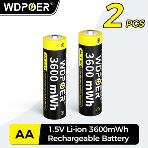TEMU WDPOER AA 충전식 리튬 배터리 2개, 3600Mwh 대용량 AA 리튬 배터리, 1.5V 안정적인 전압, 1600회 이상 재사용 가능, 오래 지속되는 충전, 리모컨, 게임패드, 손전등, 전동 칫솔에 적합