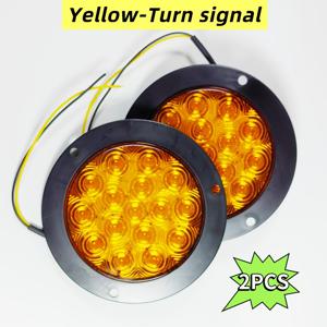 TEMU 2개 세트, 트럭, 트레일러, RV용 원형 후미등. 미국식 트럭 후미등, 12V/24V. 자동차, 트럭, 트레일러 개조용, 후진등, 브레이크등, 방향지시등 포함. 원형 후미등