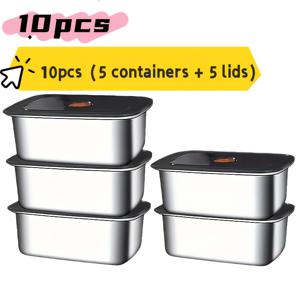 TEMU 뚜껑이 있는 10개입 누수 방지 금속 도시락 식품 용기 | 고기 마리나드, 과일, 남은 음식 보관을 위한 튼튼한 직사각형 보관 상자 | 식기세척기/냉동고 사용 가능 | 야외 피크닉 (1500ml)