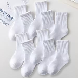 TEMU 10켤레 흰색 양말, 학교, 스포츠, 집, 여행, 일상복 아동 양말로 적합, 편안함