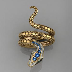 TEMU 레트로 인레이 블루 지르코니아 입체 뱀 모양 반지 여성 남성 축제 파티 데일리 연회 힙합 고딕 반지 주얼리