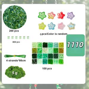 TEMU 1110개 스케일 유리구슬 화분 만들기 키트, 이끼 포함, DIY 선캐쳐 장식용, 크랙글 비즈 & 씨드비즈, 테라리움, 정원, 다육식물 공예용 - 화분 조립, 수공예 구슬 꿰기 세트