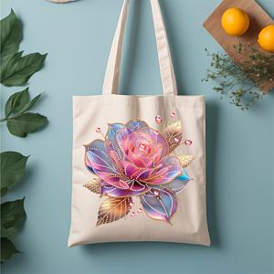 TEMU DIY 페인팅 토트백 세트 1개, 페인팅 디자인 - 대형 사이즈 30cm X 35cm, 비정형 가 있는 재사용 가능한 캔버스 쇼핑백, 초보자용 DIY 및 스트레스 해소용, 쇼핑, 해변, 피크닉, 일상용으로 적합 - 내구성 좋고 세척이 쉬운 행잉 링 포함 패브릭 가방(접착제 불필요), 가족용 또는 선물용으로 선호되는 선물