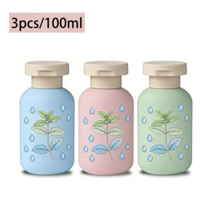 TEMU PE 플라스틱 여행용 리필형 스퀴즈 병, 부드러운 플록 표면 및 손으로 패턴, 누수 방지 플립 캡, 샴푸, 로션, 바디워시 및 일상용품을 위한 휴대용 소형 용기