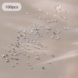 TEMU 100개 신상 미니 반원형 네일 아트 참, 은색 뒷면 평평한 라운드 라인석 미니 비즈 네일 장식 액세서리, 네일 아트 용품, Y2K, DIY 네일 아트 디자인용 장식 네일참