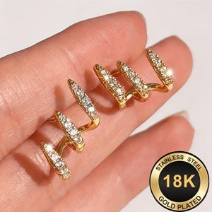 TEMU 1쌍 18K 금도금 여성용 3발 굽은 귀걸이, 반짝이는 고급스러운 디자인, 데일리 뮤직 페스티벌 및 다양한 행사에 적합한 유니크 스타일, 여성에게 완벽한 선물, 저자극성