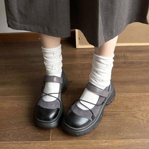 TEMU PU 미들힐(3-5cm) 중목 고무 라운드 토 여성 신발