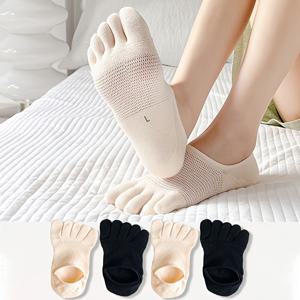 TEMU NCDATE 발가락 다섯개용 보트 양말 4켤레 - 통기성 땀 흡수성 투명 발가락 분리형, 십대에게 적합한 봄/여름 단색, 기계 세탁 가능 양말, 십대용