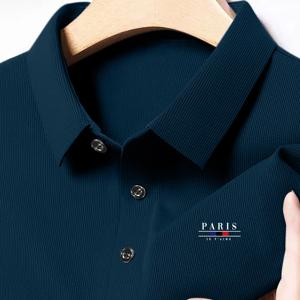 TEMU PARIS 남성용 라이트 럭셔리 여름 필수 폴로 셔츠 라펠 디자인 탑, 고급스럽고 맛있는 스타일, 통기성 좋고 편안함, 트렌디하고 활용도 높은 헨리 셔츠