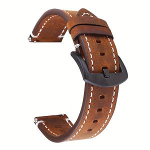 TEMU 레더 시계 밴드 퀵 릴리즈 스트랩 레트로 탑 레이어 소가죽 스위치 스프링 바 18mm 20mm 22mm 24mm 블랙 버클, 선물용 이상적인 선택