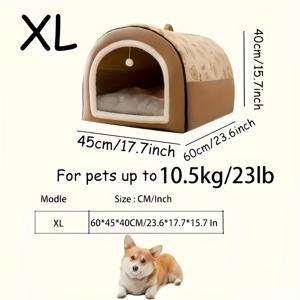 TEMU 사계절용 포근한 개 침대 - 세탁 가능 & 탈착 가능, 미끄럼 방지 바닥, 99lbs까지의 소형부터 대형견까지 만화 디자인