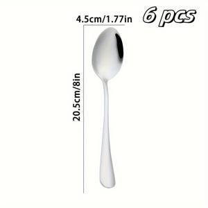 TEMU 6개 스푼 세트, 5가지 다양한 크기의 스푼으로 구성, 스테인리스 스틸 스푼, 수프 스푼, 커피 스푼, 그리고 디너 스푼