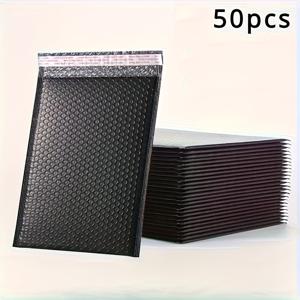 TEMU 50개 검정색 폴리 버블 봉투, 16.99 X 10.92 Cm - 소규모 비즈니스 포장 및 우편 용품을 위한 패딩 처리된 배송 봉투, 소형 버블 봉투