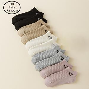 TEMU 10켤레 숲의 색상 시리즈 랜덤 컬러 하트 모양 사계절 편안한 야외 스포츠 다용도 남녀 양말