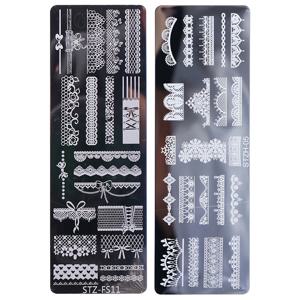 TEMU 2개 세트 우아한 레이스 네일 핫 스탬핑 플레이트 - 레이스 꽃과 리본 네일 프린팅 टेンプ레이트, DIY 아크릴 네일 아트용 네일 도구, 매력적인 여성용 네일 장식 디자인 제품
