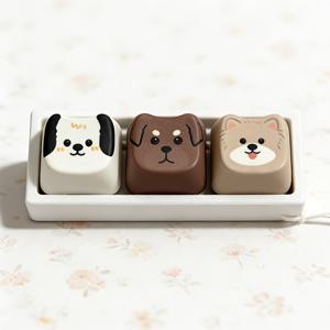 TEMU 사랑스러운 강아지 키체인 참 3개, 간편한 누름식 키보드 스타일 열쇠고리 액세서리