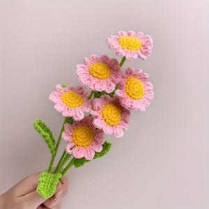 TEMU 10개 인공 꽃, 핸드메이드 데이지 부케, 코바늘 카모마일 얀 후크 꽃 시뮬레이션 꽃 선물
