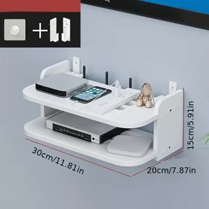 TEMU 벽걸이 랙은 2단 또는 3단으로 선택할 수 있으며, TV 셋톱 박스, 라우터 보관 Wifi 박스, 리모컨, 멀티탭에 적합합니다. 강력한 하중 지지력, 설치 시 구멍 뚫음 불필요, 다용도