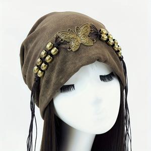 TEMU 1개 여성용 스위트 쿨 스타일 헤드스카프 태슬 비즈 아트 레트로 여성 모자 패셔너블 트렌디 슬라우시 비니 모자, 작은 얼굴 보이기, 봄/가을 착용, 여행/데이트에 적합