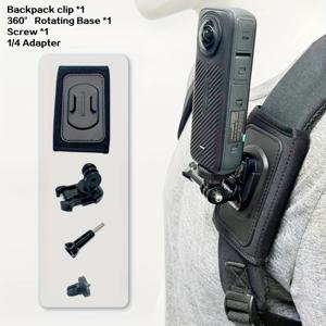 TEMU 360도 회전 클립, 백팩, 가슴, 어깨 부착용, Insta360 X3, DJI 액션 카메라 및 휴대폰용으로 설계되었습니다. 이 고정 홀더는 스포츠 카메라, 라이브 스트리밍 및 비디오 녹화에 적합합니다.