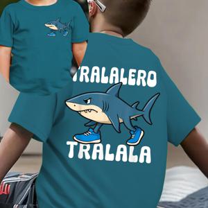 TEMU 여름 패션 남아용 반팔 티셔츠, 이탈리아 TRALALERO TRALALA 