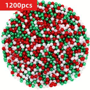 TEMU 1200/600개 6mm 크리스마스 테마 비즈 (레드, 그린, 화이트) 키트. 주얼리 제작, 파티 장식, 목걸이, 팔찌, 귀걸이, 헤어 액세서리 제작에 적합