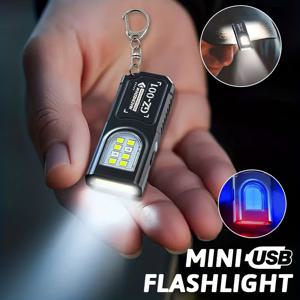 TEMU 1개 휴대용 USB 충전식 핸즈프리 손전등, 소형 키체인 라이트, 클립형 헤드램프, 5가지 조명 모드 다용도 비상 랜턴, 텐트용 걸이형 조명, 여행, 캠핑 및 낚시에 적합