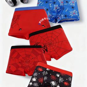 TEMU 소년용 프린트 캐릭터 소프트 편안한 가벼운 스트리트 스타일 속옷 5pcs, 어린 소년 속옷