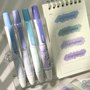 TEMU 4개입 블루/그린/퍼플 딜레이 클릭 형광펜, 스타일리시한 학생용 대용량 컬러 마커, 다이어리용, 및 필기 메모용 멀티 컬러, INS풍 분위기 가득한 그라데이션 클릭형 형광펜 세트, 학생 문구, 저널링 필수품, 사무용품 > 데일리 사무용품 > 학용품 > 마커, 형광펜, 마킹펜 > 형광펜