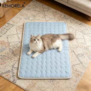 TEMU KEMORELA 업그레이드형 쿨링 패드, 소형 및 대형 고양이 및 강아지용 - 땀 흡수성 표면 및 웨이브가 있는 매트, 차량 시트, 침대 옆, 켄넬용 휴대용 여름 침대 - 견종용 실외/실내 사용