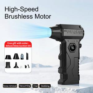 TEMU 150000rpm 터보 블로워 브러시리스 모터 컴퓨터 청소기 & 제설기, USB-C 충전식, 진공청소기 키트 포함, 디스플레이 및 LED 조명 포함, 200W 전력, 198km/h 풍속, 초강력 풍압, 고속 터보 팬, 세련된 디자인, 견고한 구조