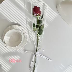 TEMU 발렌타인데이 꽃 포장 백 60/100개입, 꽃꽂이용으로 적합. 발렌타인데이, 어버이날, 아버지의 날, 생일, 결혼식 등 다양한 행사에 이상적입니다.