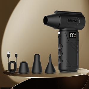 TEMU 휴대용 전기 에어 더스터: 130000RPM 미니 터보 블로워, 5단계 속도 조절 & 인체공학적 그립 - LED 디스플레이, 키보드, PC, 차량, 애완동물 털 청소용 | 긴 배터리 & ABS 소재, 휴대용 눈 & 낙엽 청소기, 비상 냉각기 & 캠핑 필수품