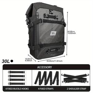 TEMU 테일백 10L/20L/30L 대용량 모터 패니어백 라이딩 레이싱 여행용 수하물 백팩 후면 랙 트렁크 수납백 블랙